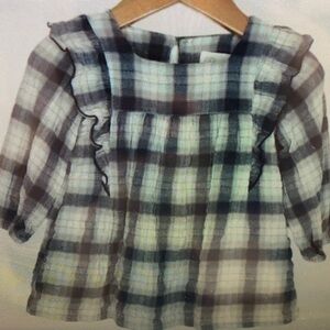 Plaid Kids Blouse - Black and White